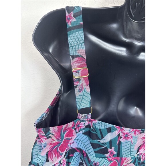 (L1) Fit 4 U Swimwear Mesh Flyaway Floral over Black 1-piece Sizes 22W,18w - Picture 11 of 11